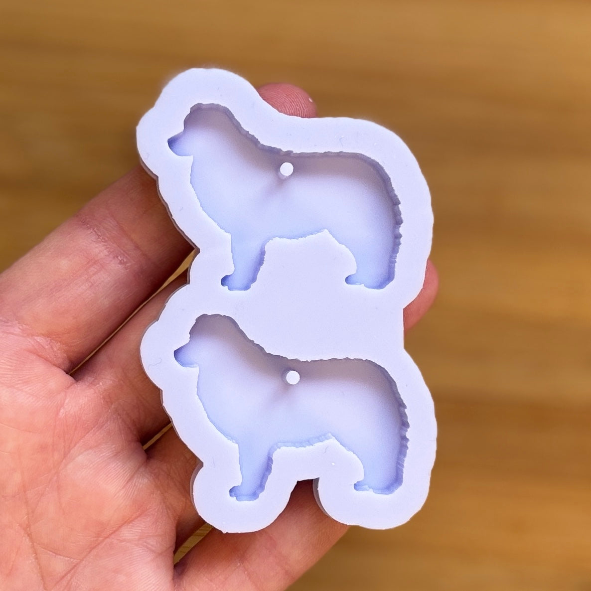Miniature American Shepherd Silicone Mold with 2 cavities of 4 cm each, made with Food Safe Silicone suitable for both food and craft projects