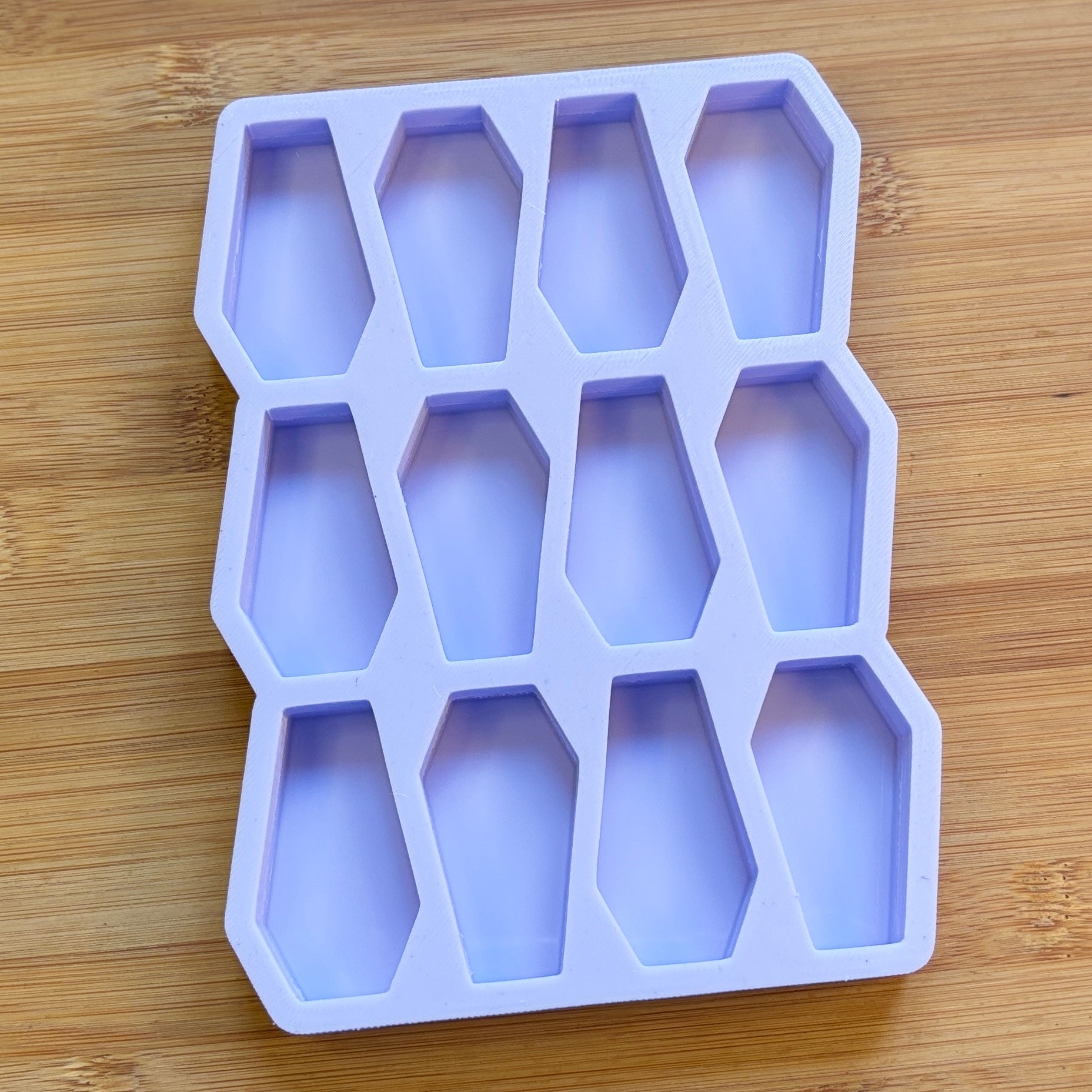 Coffin Silicone Mold with 12 cavities of 2 inches each, made with Food Safe Silicone suitable for both food and craft projects