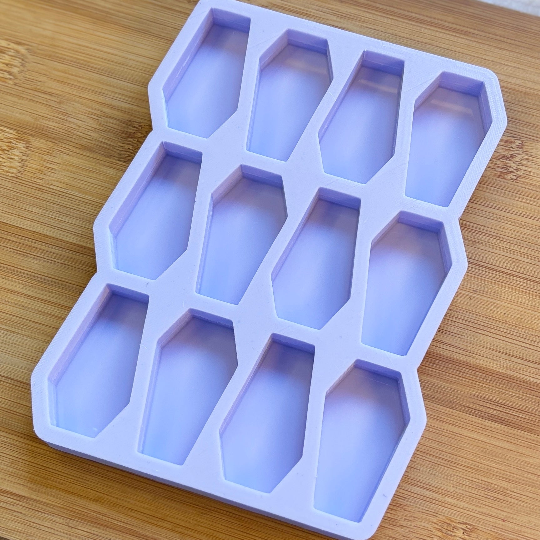 Coffin Silicone Mold with 12 cavities of 2 inches each, made with Food Safe Silicone suitable for both food and craft projects