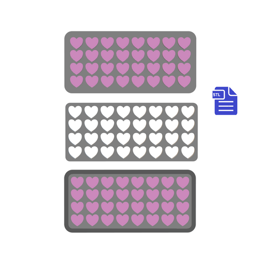 Hearts Embed Tray Bath Bomb Mold STL File - for 3D printing - FILE ONLY - The Crafts and Glitter Shop