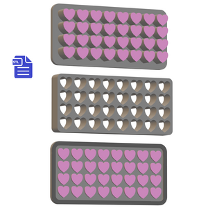 Hearts Embed Tray Bath Bomb Mold STL File - for 3D printing - FILE ONLY