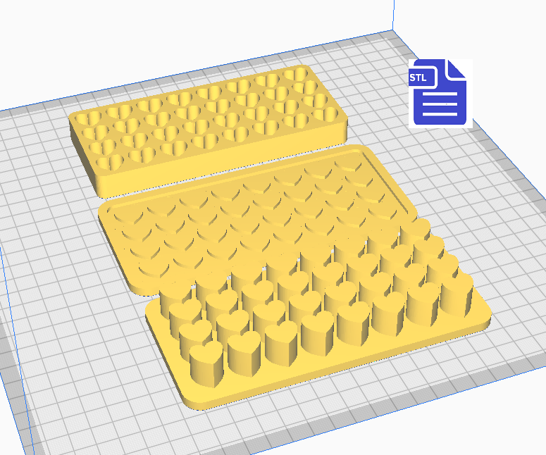 Hearts Embed Tray Bath Bomb Mold STL File - for 3D printing - FILE ONLY - The Crafts and Glitter Shop