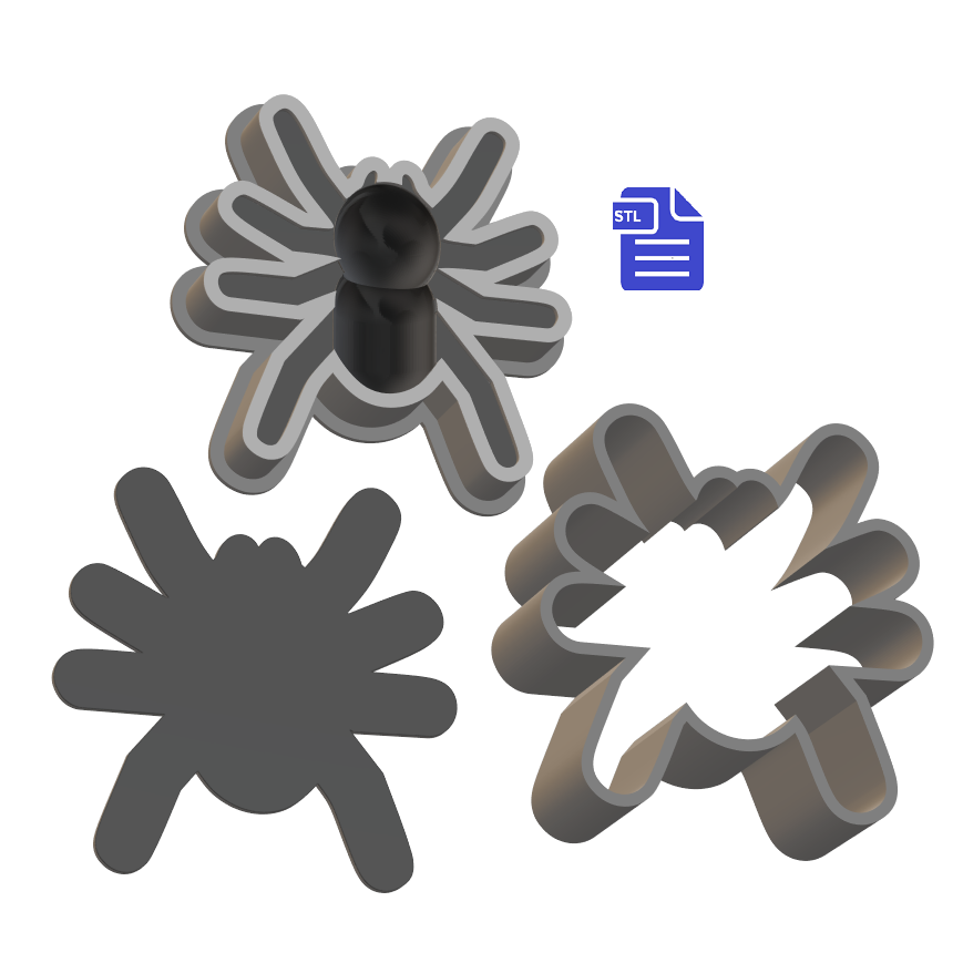 3pc Spider Bath Bomb Mold STL File - for 3D printing - FILE ONLY - The Crafts and Glitter Shop