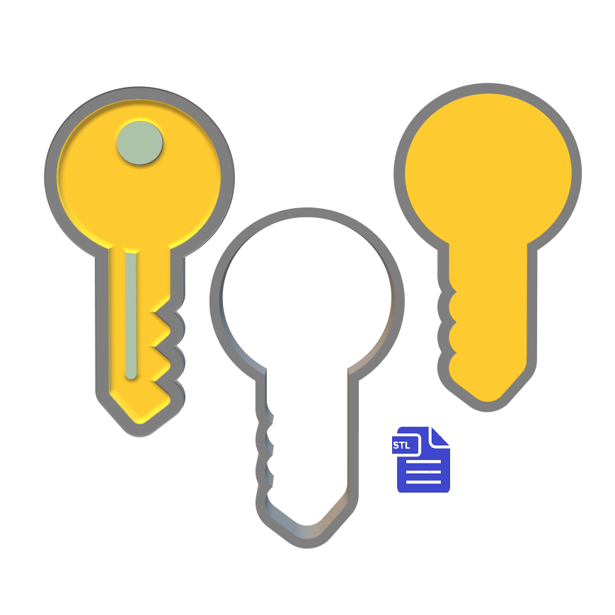 3 pc Key Bath Bomb Push Mold STL File - for 3D printing - FILE ONLY - The Crafts and Glitter Shop