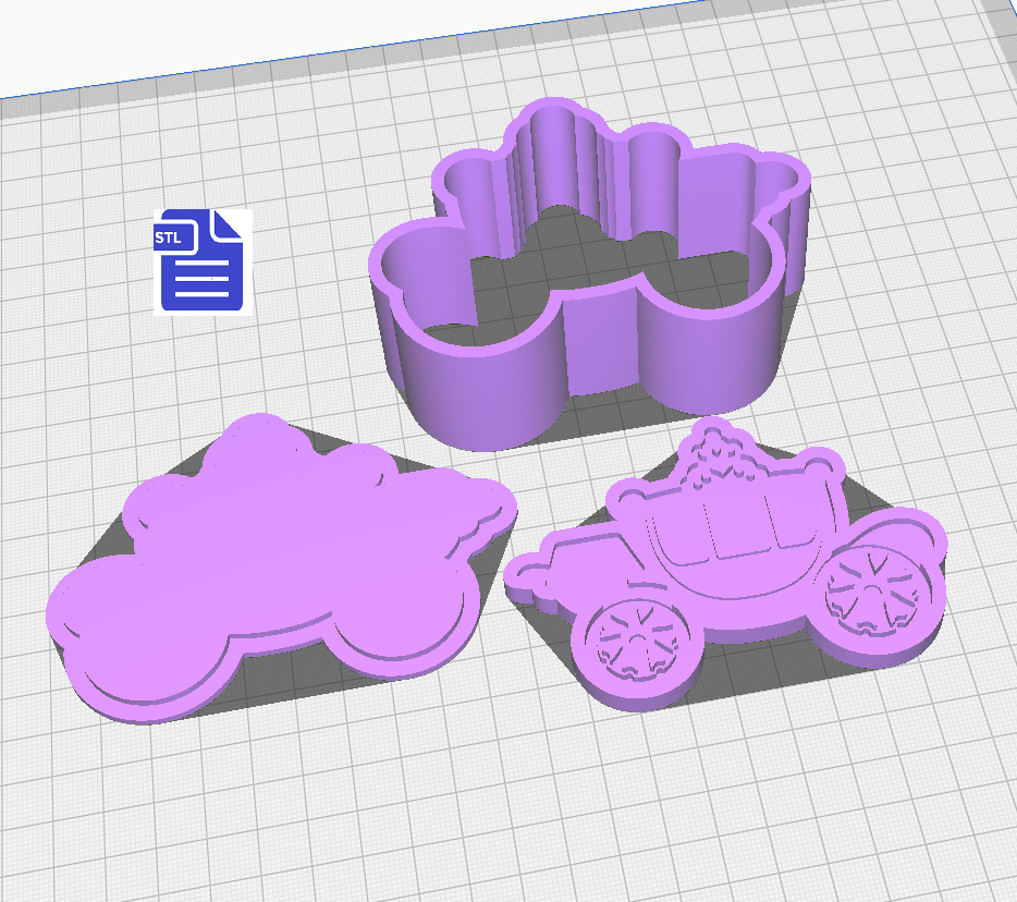 3pc Carriage Bath Bomb Mold STL File - for 3D printing - FILE ONLY - The Crafts and Glitter Shop