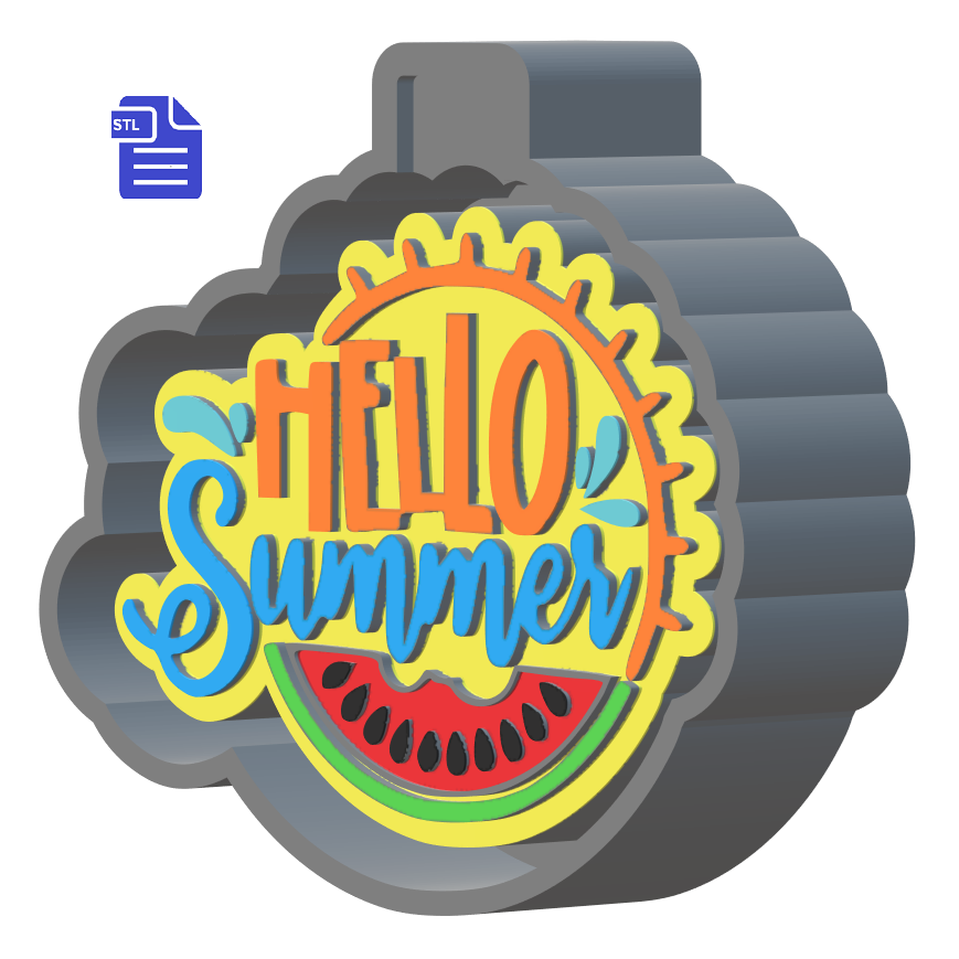 Hello Summer Silicone Mold Housing STL File - for 3D printing - Freshie Mold - The Crafts and Glitter Shop