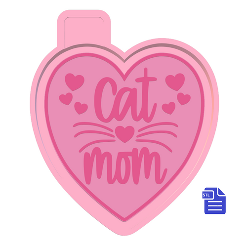 Cat Mom Heart Silicone Mold Housing STL File - for 3D printing - Freshie Mold