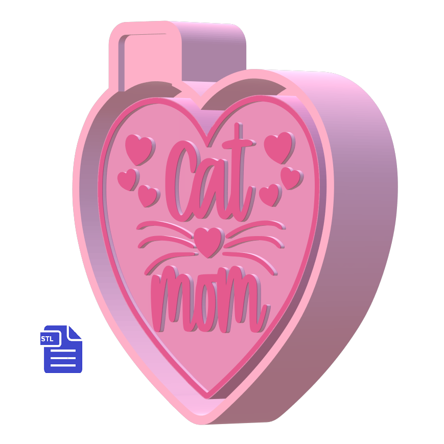 Cat Mom Heart Silicone Mold Housing STL File - The Crafts and Glitter Shop