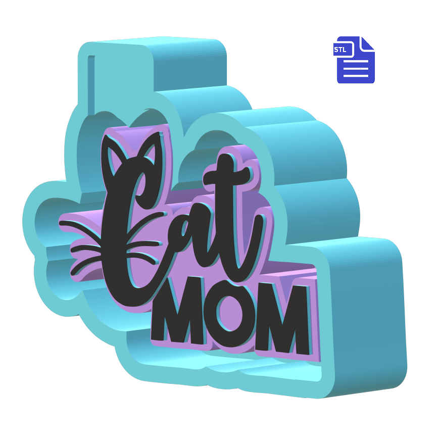 Cat Mom Silicone Mold Housing STL File - The Crafts and Glitter Shop