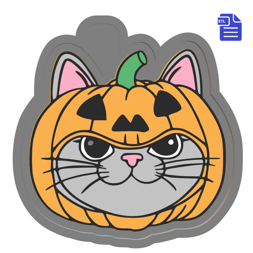 Evil Cat Pumpkin Silicone Mold Housing STL File