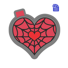 Load image into Gallery viewer, Spider Web Heart Silicone Mold Housing STL File