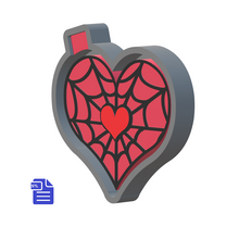 Load image into Gallery viewer, Spider Web Heart Silicone Mold Housing STL File