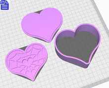 Load image into Gallery viewer, 3pc Spiderweb Heart Bath Bomb Mold STL File - for 3D printing - FILE ONLY