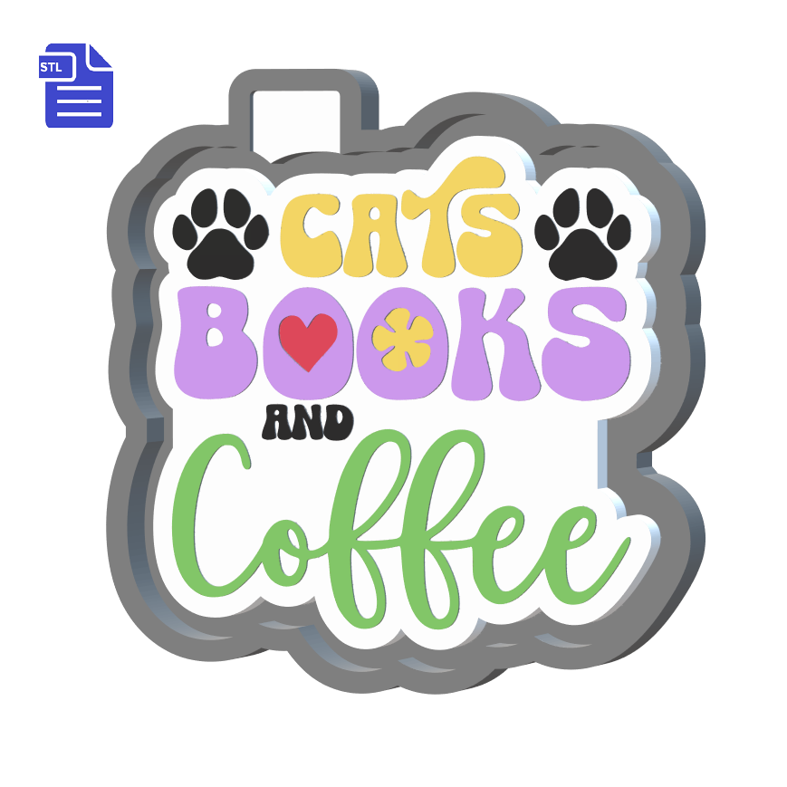 Cats, Books & Coffee Silicone Mold Housing STL File - The Crafts and Glitter Shop