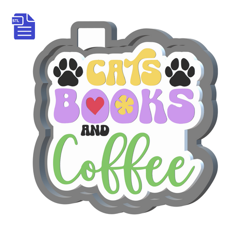 Cats, Books & Coffee Silicone Mold Housing STL File