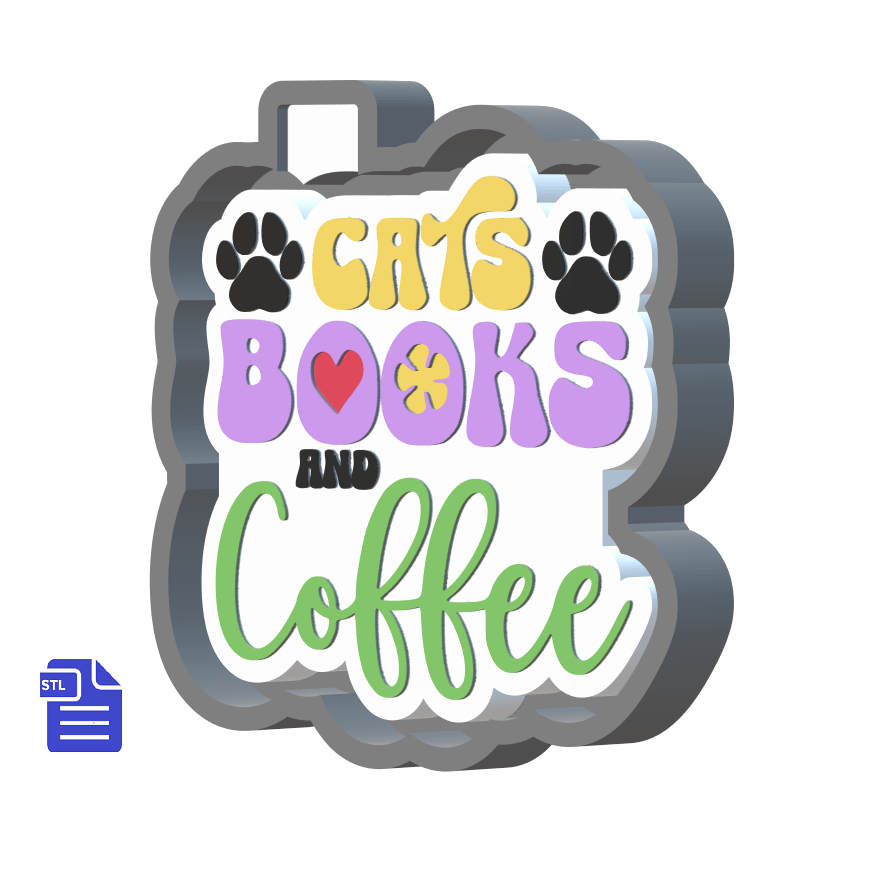Cats, Books & Coffee Silicone Mold Housing STL File - The Crafts and Glitter Shop