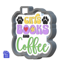 Load image into Gallery viewer, Cats, Books &amp; Coffee Silicone Mold Housing STL File