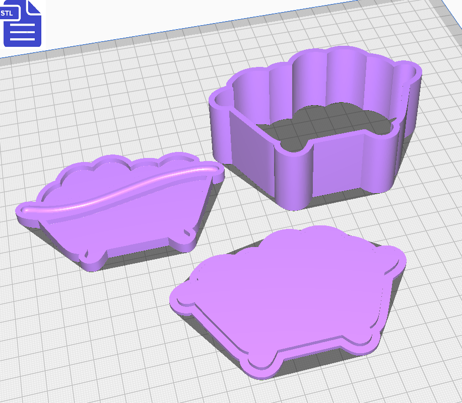 3pc Bubble Bath Bath Bomb Mold STL File - for 3D printing - FILE ONLY - The Crafts and Glitter Shop