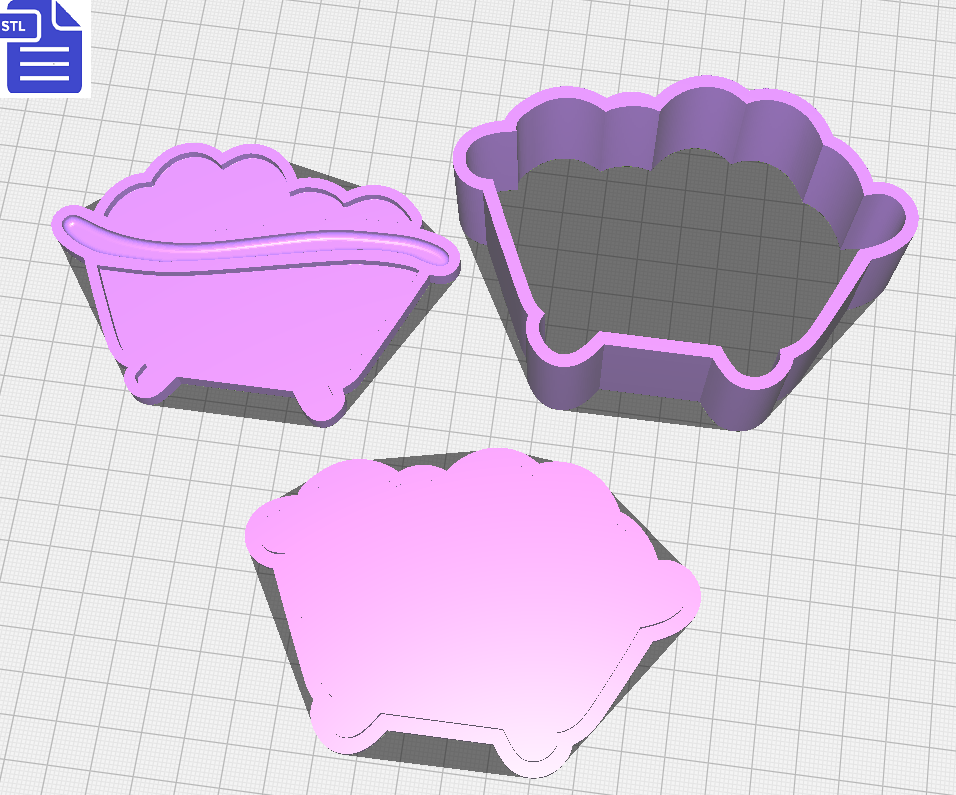 3pc Bubble Bath Bath Bomb Mold STL File - for 3D printing - FILE ONLY - The Crafts and Glitter Shop