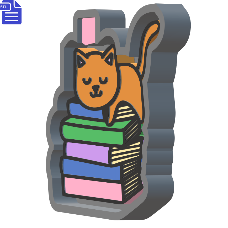 Sleeping Cat on Book Pile Silicone Mold Housing STL File - The Crafts and Glitter Shop