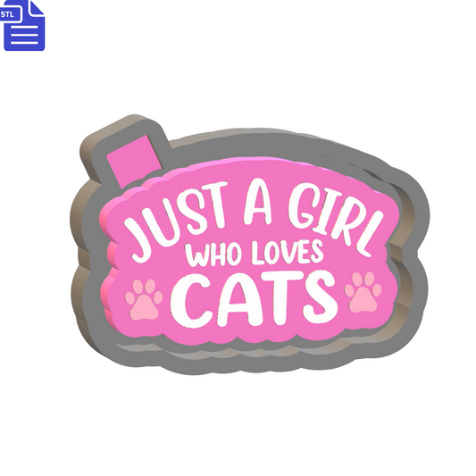 Just a Girl who Loves Cats Silicone Mold Housing STL File - The Crafts and Glitter Shop