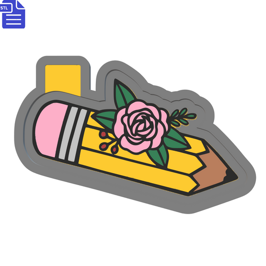 Pencil with Flower Silicone Mold Housing STL File - The Crafts and Glitter Shop