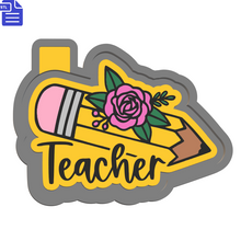 Load image into Gallery viewer, Teacher Pencil with Flower Silicone Mold Housing STL File