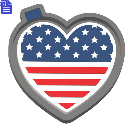 US Flag Heart Silicone Mold Housing STL File