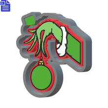 Load image into Gallery viewer, Grinch Hand Bauble Silicone Mold Housing STL File