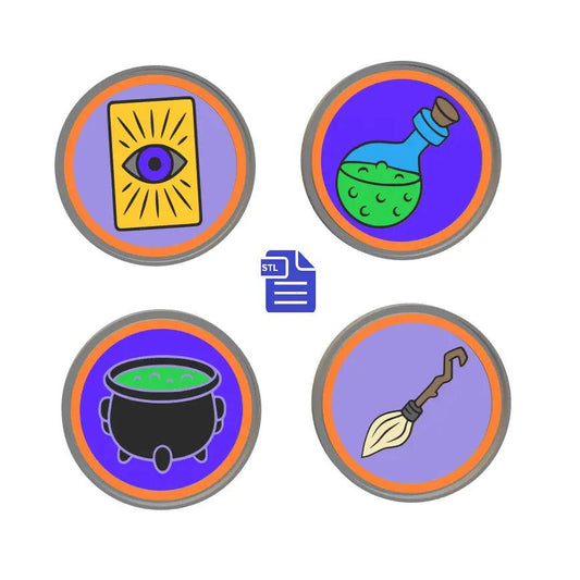 Set of 4 Halloween Coasters Silicone Mold Housing STL File