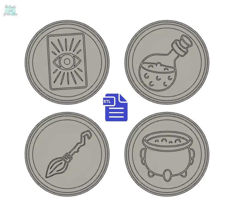 Set of 4 Halloween Coasters Silicone Mold Housing STL File