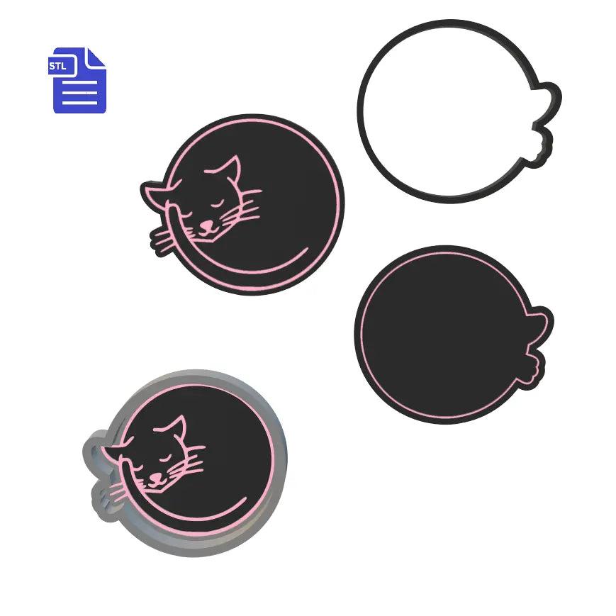 Sleepy Cat Bath Bomb Mold STL File