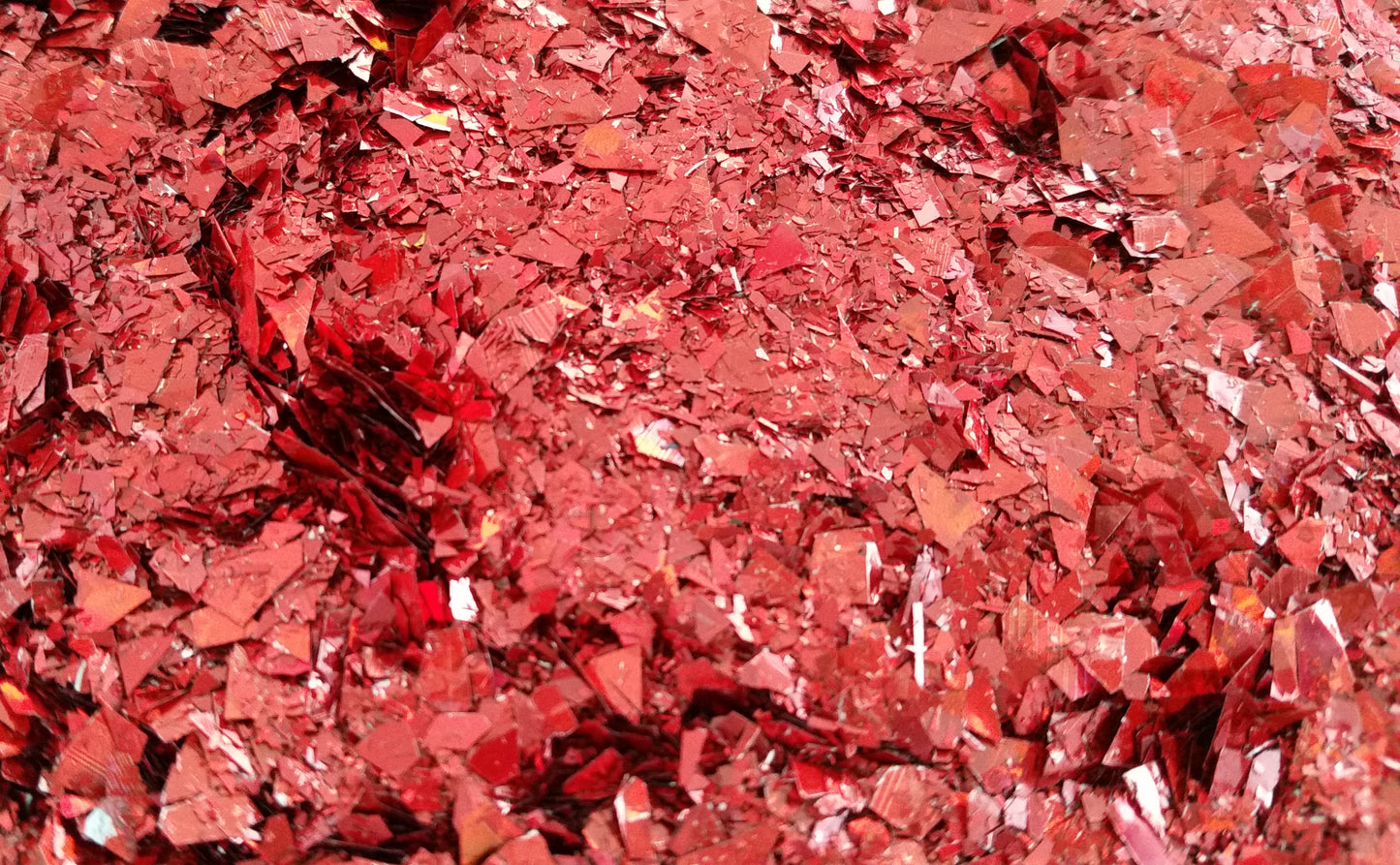 Holographic Red Cellophane Glitter Flakes - The Crafts and Glitter Shop