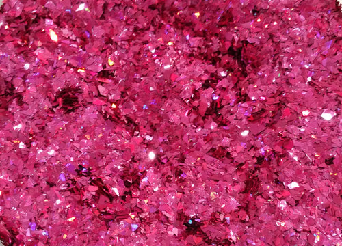 Holographic Pink Cellophane Glitter Flakes - Refill Bag - Mylar Glitter Flakes - Chunky Glitter