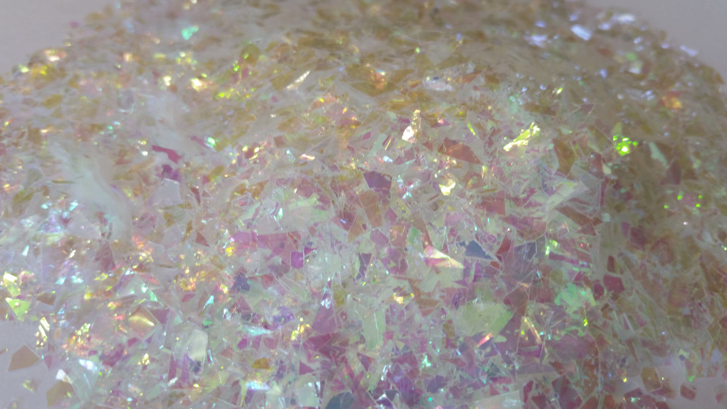 Iridescent White Cellophane Glitter Flakes