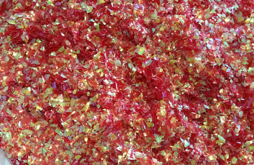 Iridescent Red Cellophane Glitter Flakes - Refill Bag - Mylar Glitter Flakes - Chunky Glitter - 4 tbsp