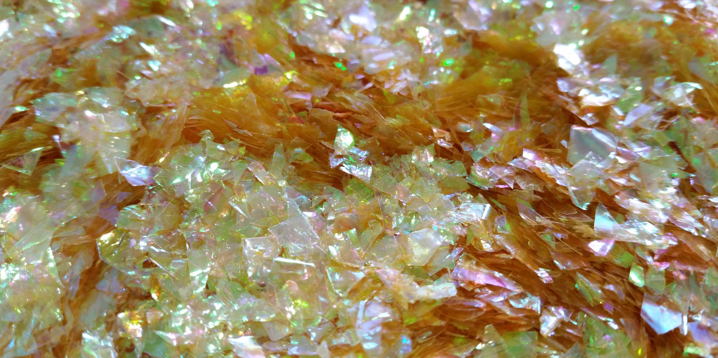 Iridescent Yellow Cellophane Glitter Flakes - Mylar Glitter Flakes - The Crafts and Glitter Shop