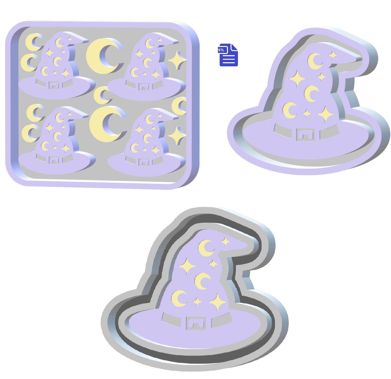 Wizard Hat Silicone Mold Housing Tray STL File