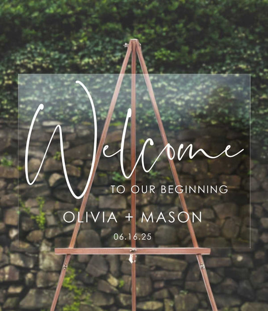 Welcome Custom Engraved Clear Acrylic Sign - for weddings, parties and events