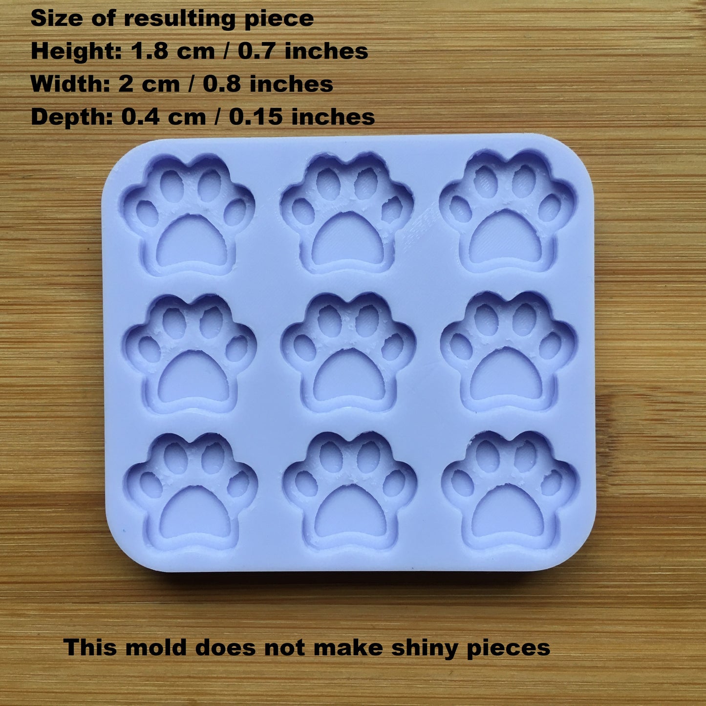 1cm or 2cm Paws Silicone Mold