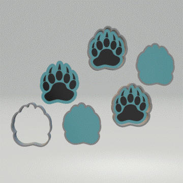 1pc + 2pc + 3pc Bear Paw Bath Bomb Mold STL File