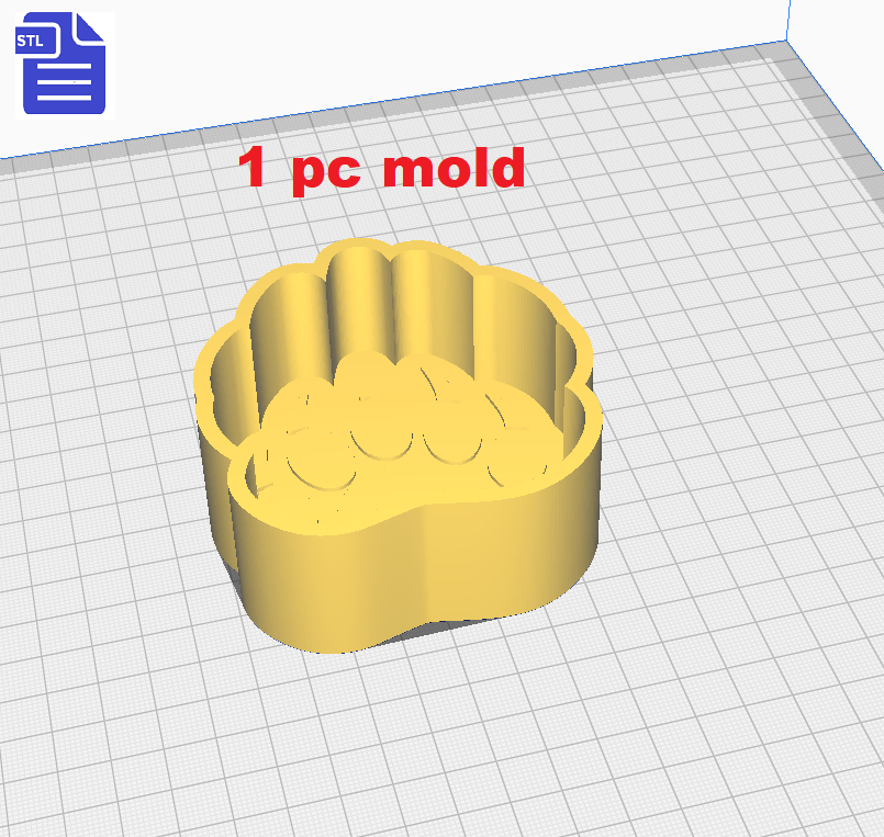 1pc + 2pc + 3pc Bear Paw Bath Bomb Mold STL File
