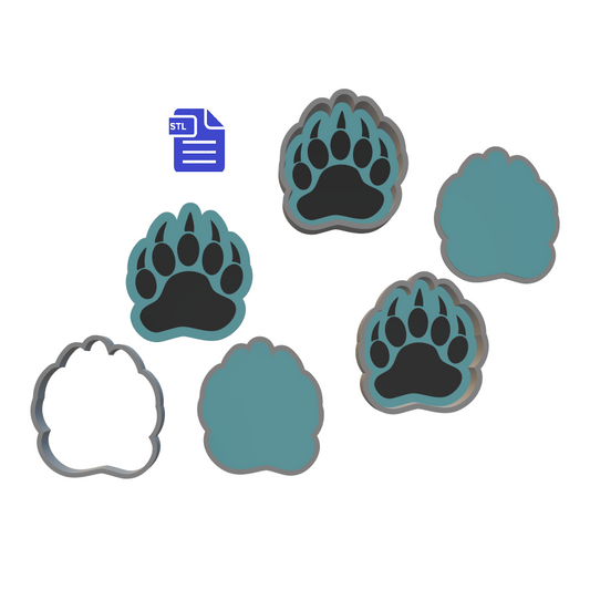 1pc + 2pc + 3pc Bear Paw Bath Bomb Mold STL File