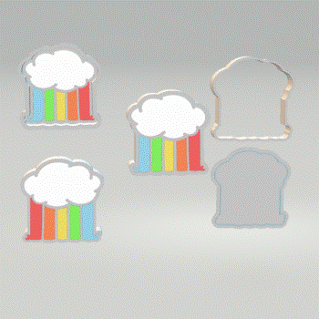1pc & 3pc Rainbow Cloud Bath Bomb Mold STL File
