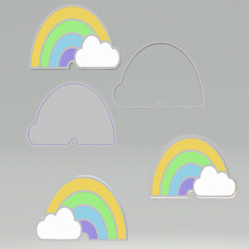 1pc & 3pc Rainbow Cloud Bath Bomb Mold STL File