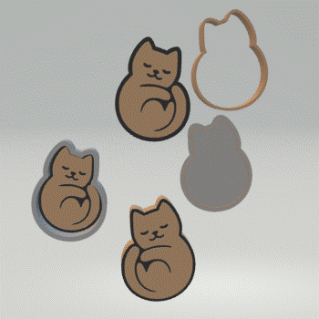 1pc & 3pc Sleepy Cat Bath Bomb Mold STL File
