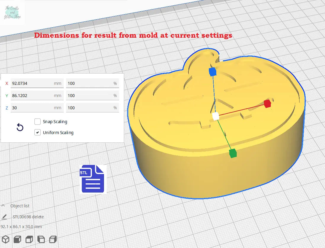 1pc Pumpkin Bath Bomb Mold STL File - for 3D printing - FILE ONLY - The Crafts and Glitter Shop