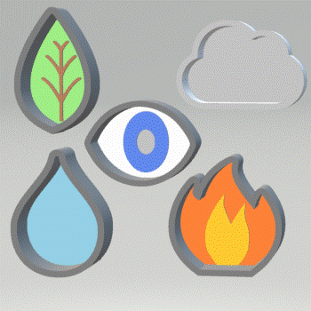 1pc Set of 5 Elements Bath Bomb Mold STL File