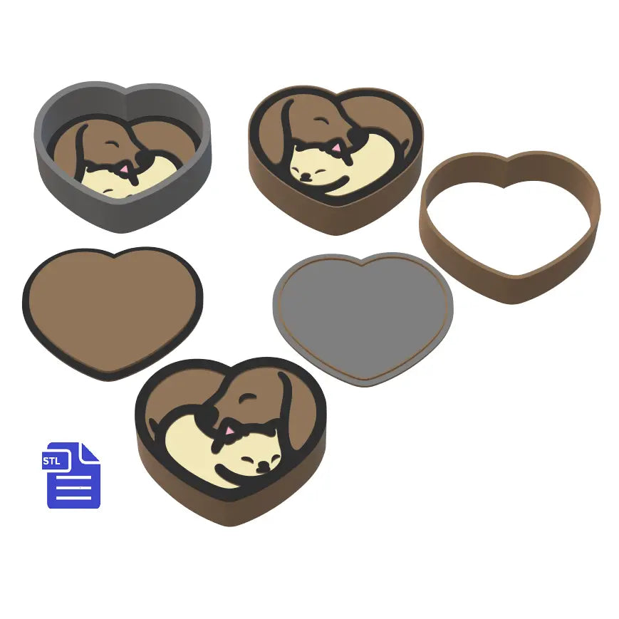 1pc + 2pc + 3pc Dog & Cat Heart Bath Bomb Mold STL File - for 3D printing - FILE ONLY - mold for bath bombs solid shampoo shower steamer bar - The Crafts and Glitter Shop