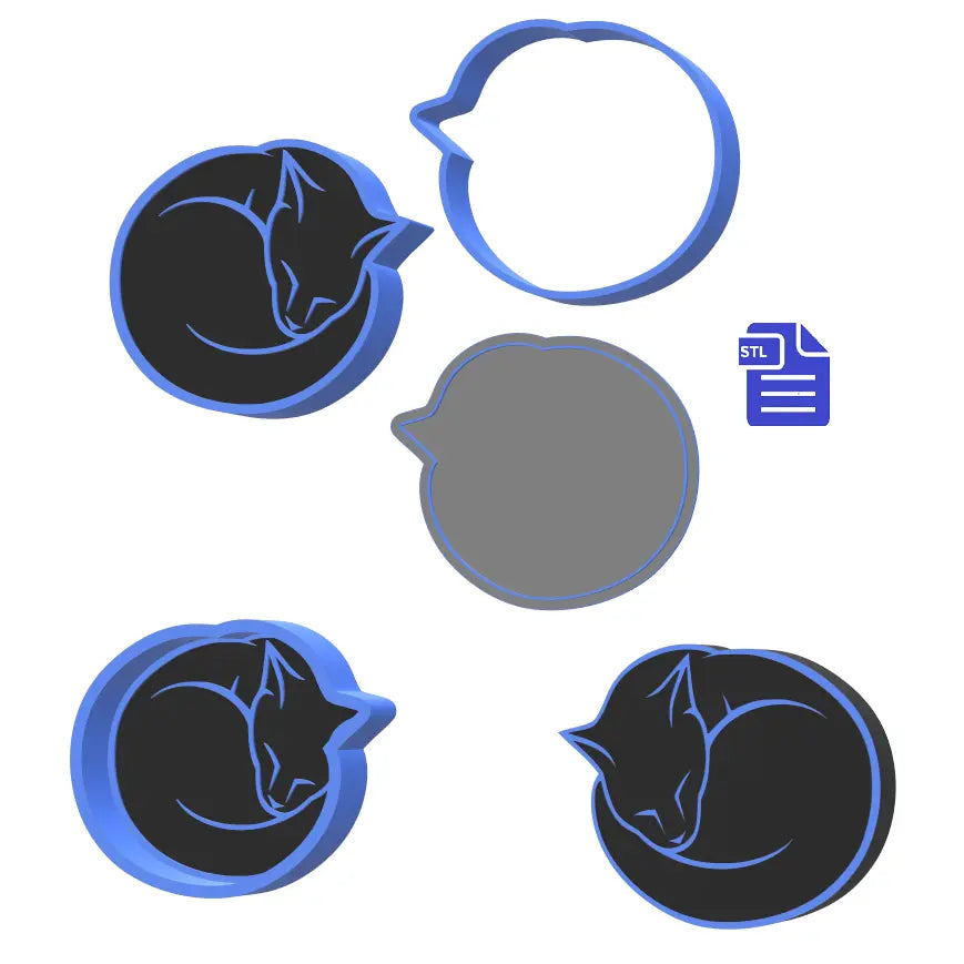 1pc & 3pc Curled Sleeping Kitty Ball Bath Bomb Mold STL File - for 3D printing - FILE ONLY - The Crafts and Glitter Shop